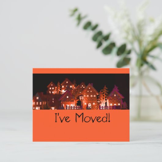 Ik heb verlichte kerstwoningen verplaatst briefkaart (Staand voorkant)