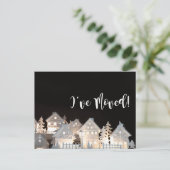 Ik heb verlichte kerstwoningen verplaatst briefkaart (Staand voorkant)