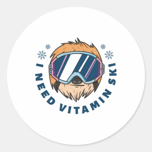 Ik heb Vitamine Ski nodig - Skiën Ronde Sticker (Voorkant)