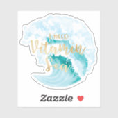 Ik heb vitamine Zee Aqua Waterverf Ocean Waves nod Sticker (Vel)