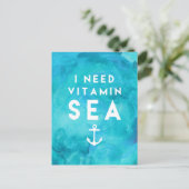 Ik heb Vitamine Zee Blauwgroen Waterverf Citaat no Briefkaart (Staand voorkant)
