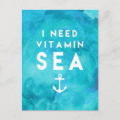 Ik heb Vitamine Zee Blauwgroen Waterverf Citaat no Briefkaart (Voorkant)