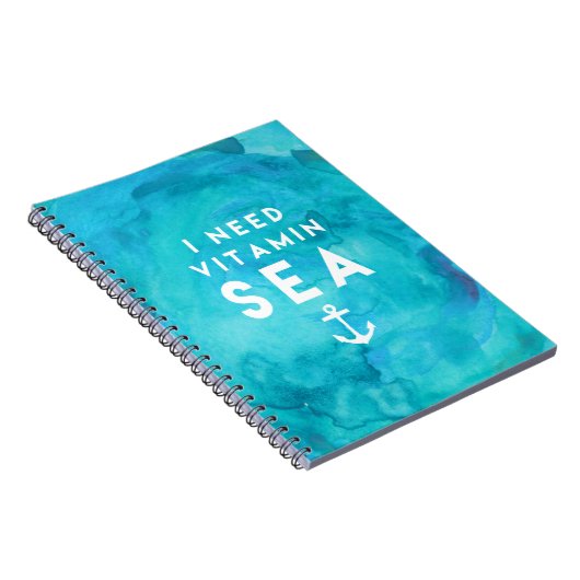 Ik heb Vitamine Zee Blauwgroen Waterverf Citaat no Notitieboek (Rechterzijde)
