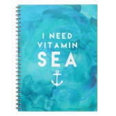 Ik heb Vitamine Zee Blauwgroen Waterverf Citaat no Notitieboek (Voorkant)