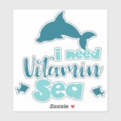 Ik heb vitamine-Zee, dolfijn, vis, Zee, Vacature n Sticker (Vel)