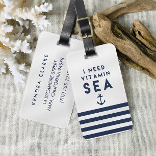 Ik heb Vitamine Zee Navy Anchor Quote nodig Bagagelabel