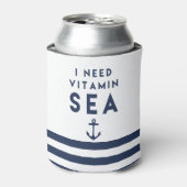 Ik heb Vitamine Zee Navy Anchor Quote nodig Blikjeskoeler (Blikje Voorkant)
