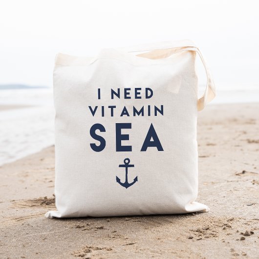Ik heb Vitamine Zee Navy Anchor Quote nodig Tote Bag