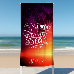 Ik heb vitamine zee nodig Cute Funny Persoonlijk Strandlaken