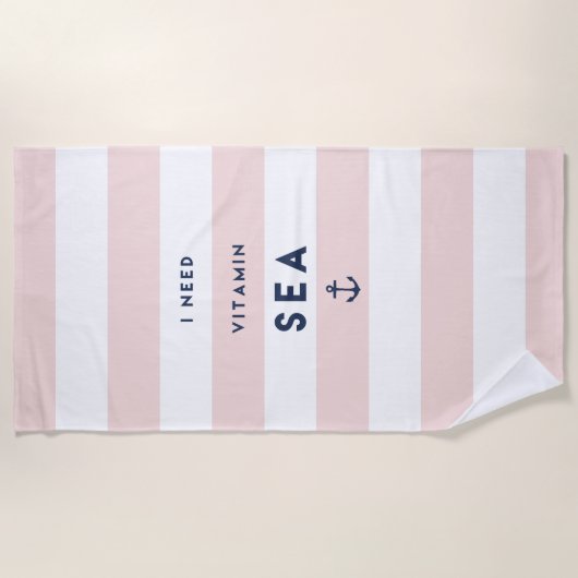 Ik heb vitamine-Zee nodig | Gestreept Strandlaken (Voorkant)