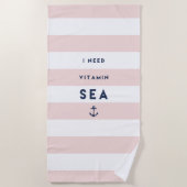 Ik heb vitamine-Zee nodig | Gestreept Strandlaken (Voorkant)