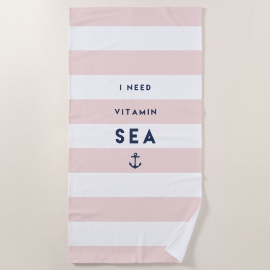 Ik heb vitamine-Zee nodig | Gestreept Strandlaken (Voorkant)