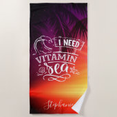 Ik heb vitamine Zee nodig, speciaal gepersonalisee Strandlaken (Voorkant)
