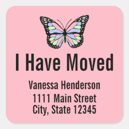 Ik heb vlinder roze bewegende aankondiging verplaa vierkante sticker