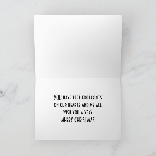 IK HEB VOETAFDRUKKEN ACHTERGELATEN OP ONZE HART-KE FEESTDAGEN KAART (Binnen)