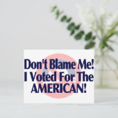 Ik heb voor de Amerikanen gestemd. Briefkaart (Staand voorkant)