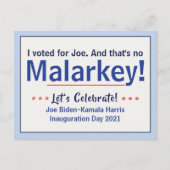 Ik heb voor Joe gestemd, dat is geen Malarkey Pro- Briefkaart (Voorkant)