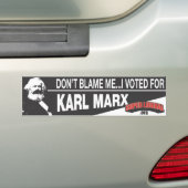 Ik heb voor Karl Marx gestemd. Bumpersticker (Op auto)