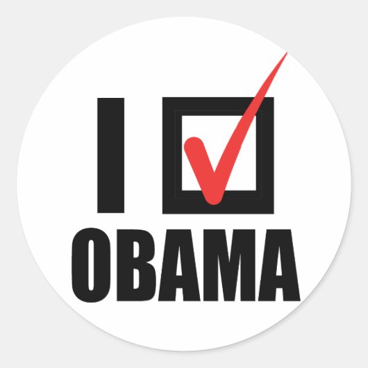 IK HEB VOOR OBAMA BW - PNG GESTEMD RONDE STICKER (Voorkant)