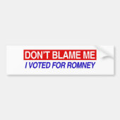 Ik heb voor Romney gestemd. Bumpersticker (Voorkant)