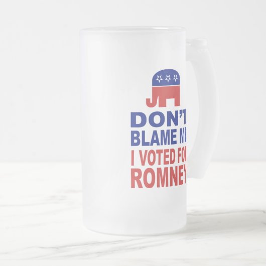 Ik heb voor Romney gestemd. Matglas Bierpul (Voorkant rechts)