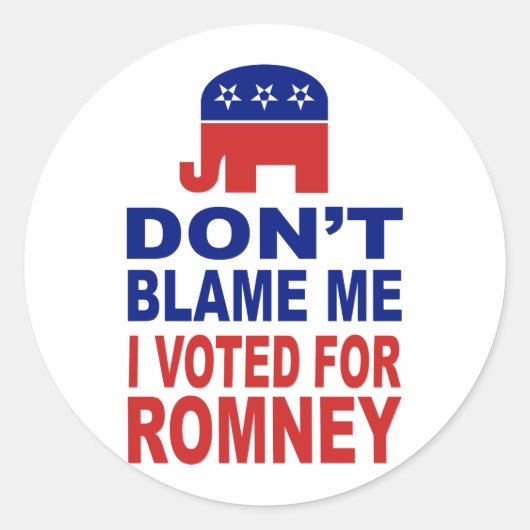 Ik heb voor Romney gestemd. Ronde Sticker (Voorkant)