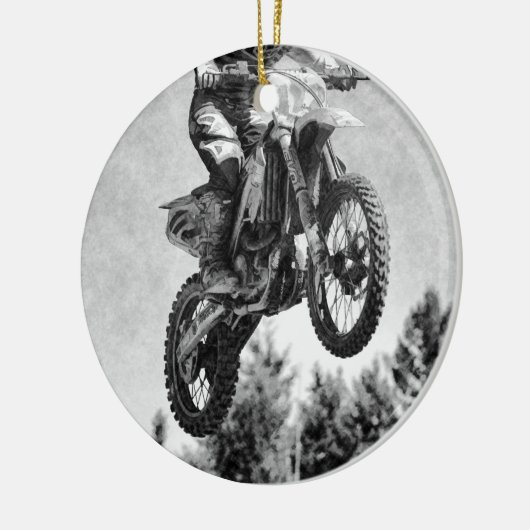 Ik heb wat lucht. - Motocross Racer Keramisch Ornament (Links)