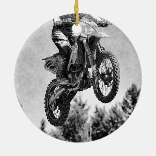Ik heb wat lucht. - Motocross Racer Keramisch Ornament (Achterkant)