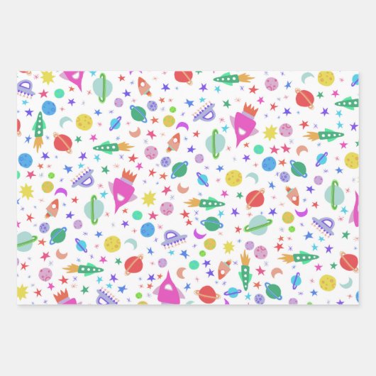 Ik heb wat ruimte-UFO-patroonpatroonbeelden nodig Inpakpapier Vel (Voorkant)