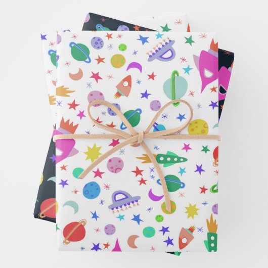 Ik heb wat ruimte-UFO-patroonpatroonbeelden nodig Inpakpapier Vel (In situ)