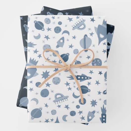 Ik heb wat ruimte-UFO-patroonpatroonbeelden nodig Inpakpapier Vel (In situ)