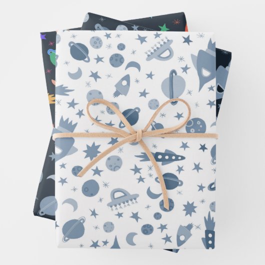 Ik heb wat ruimte-UFO-patroonpatroonbeelden nodig Inpakpapier Vel (In situ)