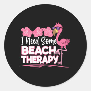 Ik heb wat strandtherapie nodig Zomer vakantie Roz Ronde Sticker