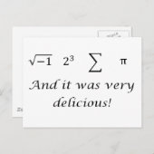 Ik heb wat wiskunde shirt gegeten briefkaart (Voorkant / Achterkant)