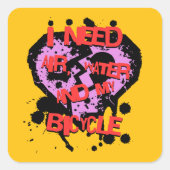Ik heb water, lucht en mijn fiets nodig vierkante sticker (Voorkant)
