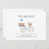 Ik heb Waterverf Blue Bike New Address Moving Aankondiging (Voorkant / Achterkant)