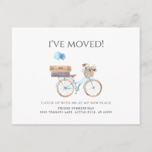 Ik heb Waterverf Blue Bike New Address Moving Aankondigingskaart