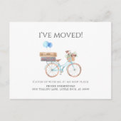 Ik heb Waterverf Blue Bike New Address Moving Aankondigingskaart (Voorkant)