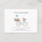 Ik heb Waterverf Blue Bike New Address Moving Visitekaartje (Voorkant)