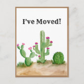 Ik heb Waterverf Cactus-woestijn nieuw adres verpl Aankondigingskaart (Voorkant)