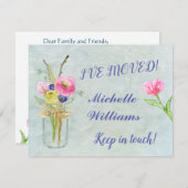 Ik heb Waterverf Floral Budget Move verplaatst Aankondiging (Voorkant / Achterkant)