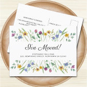 Ik heb Waterverf Wildflower Moving Announceme verp Aankondigingskaart