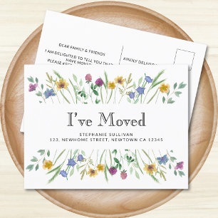 Ik heb Waterverf Wildflower Moving verplaatst Aankondigingskaart