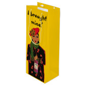 Ik heb wijn gekocht! Gele waszak Cadeautas (Voorkant Gekanteld)