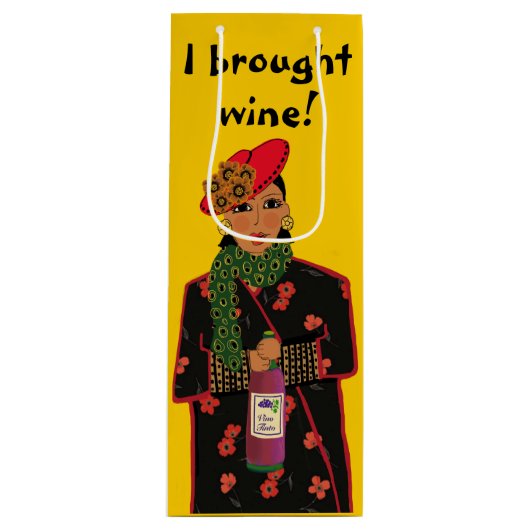 Ik heb wijn gekocht! Gele waszak Cadeautas (Voorkant)
