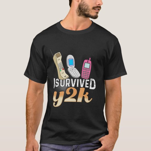 Ik heb Y2K overleefd Retro mobiele telefoon Grappi T-shirt (Voorkant)