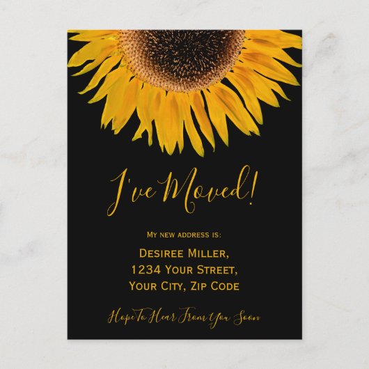 Ik heb Yellow Black Sunflower Announcement bezocht Aankondigingskaart (Voorkant)