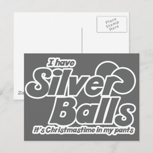 Ik heb zilveren ballen Het is kersttijd in mijn br Feestdagenkaart (Voorkant / Achterkant)