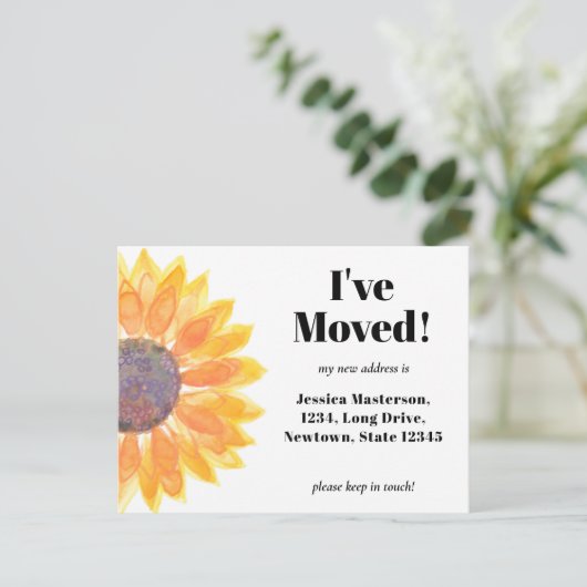 Ik heb Zonnebloem verplaatst Aankondigingskaart (Staand voorkant)