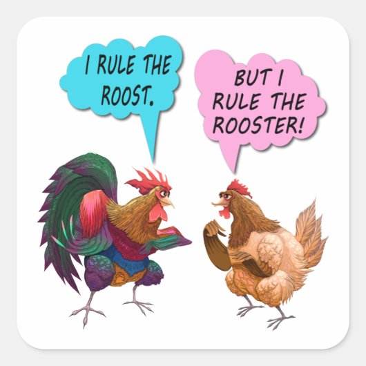 Ik heers over de haan vierkante sticker (Voorkant)
